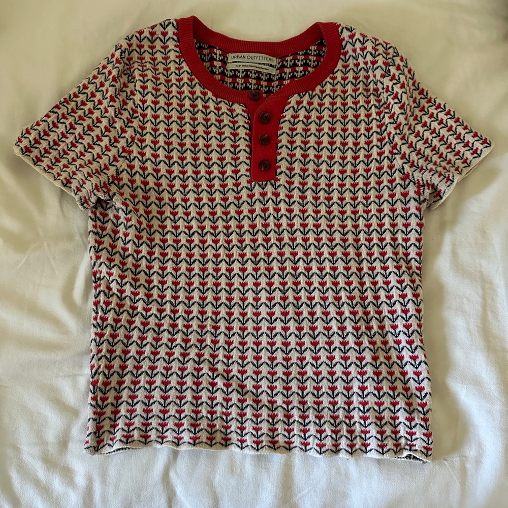 Urban Outfitters Red and Black Button Down Shirt